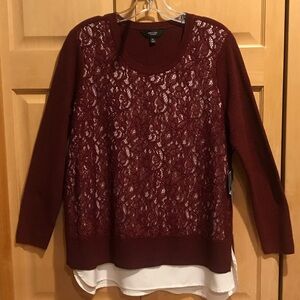 New Simply Vera Vera Wang Maroon Sweater Top
